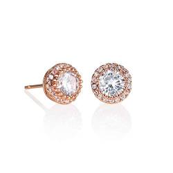 Namana roségoldStrahlenkranz-Ohrstecker mit Cubic Zirkonia in Weiß, Roségold Ohrstecker für Damen, Roségold Ohrringe für Frauen mit Geschenkbox von namana