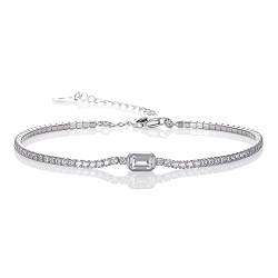 namana 925 Sterling Silber Tennis Armbänder für Frauen und Mädchen, elegantes Tennisarmband mit einem Baguette und runden Zirkonia Steinen, zierliche Sterling Silber Schmuck-Geschenke für Damen von namana