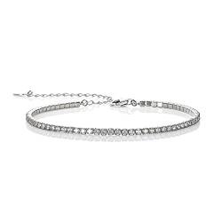 namana 925 Sterling Silber Tennis Armbänder für Frauen und Mädchen, zierliches Tennisarmband mit Zirkonia Steinen, Sterling Silber Schmuck-Geschenke für Damen, Silber Armkette für Damen von namana