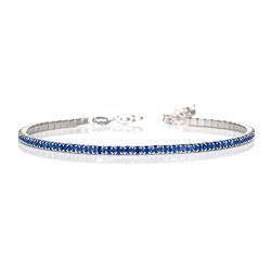 namana Blaue Tennisarmbänder in 925 Sterling Silber für Damen und Mädchen, zierliches Tennis Armband mit blauen Zirkonia-Steinen, niedliches dünnes Blaues Armband für Damen von namana