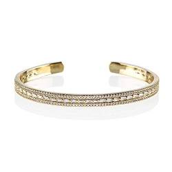 namana Gold-Armspange für Damen, Goldenes-Manschetten-Armband für Frauen, Vergoldeter Armreif für Damen, besetzt mit Zirkonia, offener Armschmuck mit Geschenkbox von namana