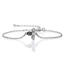 namana Hummel Armband, Silber- oder Goldarmband für Damen mit Zirkonia und schwarzer Emaille. Hummel-Geschenke für Frauen mit Geschenkbox. von namana