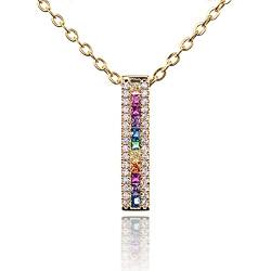 namana Kette in bunt mit Anhänger für Damen, Gold Halskette für Damen mit bunten CZ Steinen, Bunte Edelsteinketten, Regenbogen Kette für Frauen mit Einer Geschenkbox. von namana