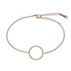 namana Kreis-Armband für Damen, Armband aus 18 Karat Roségold vergoldet oder Silberfarben mit AAA Zirkonia Edelsteinen, Armreif in Einer Geschenkbox (Rosegold, Vergoldet) von namana