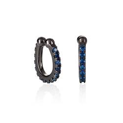 namana Schwarze Ear Cuffs für Frauen, stilvolle Gold Manschetten-Ohrringe mit Blauem Zirkonia-Edelsteinen, ein Paar falsche Ohrringe für Damen, Teenager, Mädchen ohne Ohrlöcher in Schmuckbeutel von namana