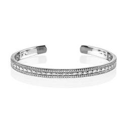 namana Silber Armspange für Damen, Silber-Manschetten-Armband für Frauen, Silber Armreif für Damen, besetzt mit Zirkonia, offener Armschmuck mit Geschenkbox von namana