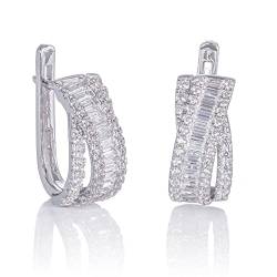 namana Sterling Silber Creolen für Damen, 925 Sterling Silber Reifen-Ohrringe für Frauen mit Cubic Zirkonia Edelsteinen, Creolen Silber 925 groß, Huggie-Ohrringe in Sterling Silber mit Geschenkbox. von namana