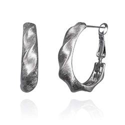 namana Twisted Silber Reifen-Ohrringe für Damen, dicke Creolen für Frauen, große Silber Hoops für Frauen, Teenager, Mädchen mit elegantem gebürstetem Finish, Schmuck-Geschenke für Frauen von namana