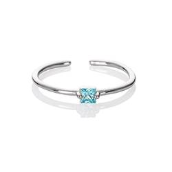 namana blauer Ring in Silber für Frauen, verstellbarer offener Ring für Damen mit einem blauen Stein, Silber Damenring mit einem hellblauen Stein, einfacher Silberring für Frauen, Teens, Mädchen von namana