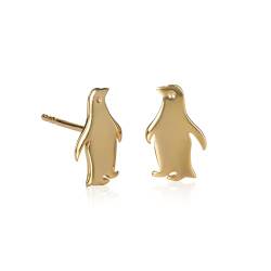 namana goldene Pinguin-Ohrstecker für Damen und Teenager-Mädchen aus 925 Sterling Silber, niedliche tierförmige kleine Ohrstecker aus in vergoldetem Silber für Kinder in Pinguin-Design von namana