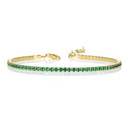 namana grüne Tennis Armbänder für Damen und Mädchen, zierliches Gold-Tennisarmband mit grünen Zirkonia-Steinen, niedliches dünnes Gold-grünem-Armband von namana