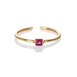 namana rosa Ring in Gold für Frauen, verstellbarer offener Ring für Damen mit einem rosa Stein, vergoldeter Damenring mit einem tiefrosa Stein, einfacher Goldring für Frauen, Teens, Mädchen von namana