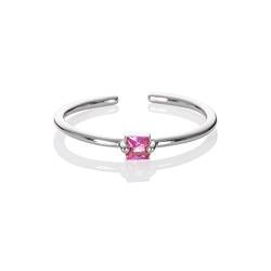 namana rosa Ring in Silber für Frauen, verstellbarer offener Ring für Damen mit einem rosa Stein, Silber Damenring mit einem hellrosa Stein, einfacher Silberring für Frauen, Teens, Mädchen von namana