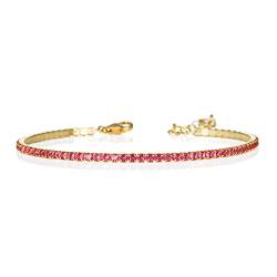 namana rote Tennis Armbänder für Damen und Mädchen, zierliches Gold-Tennisarmband mit roten Zirkonia-Steinen, niedliches dünnes Gold-rotes-Armband von namana