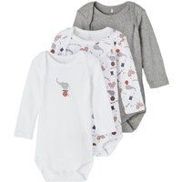 Name It Langarmbody Name It 3er Pack Unisex langarm Baby Bodys (3-tlg., 3er-Pack) mit Druckknöpfen im Schritt, ohne kratzige Halsetiketten von name it