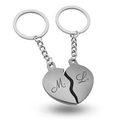Herz Schlüsselanhänger mit Namen oder Buchstaben/Initialen - Broken Heart Anhänger (Silber) von namenbar