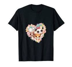 niedliche Tiere als Porträt im Herz Blüten Rahmen T-Shirt von namo-Tee