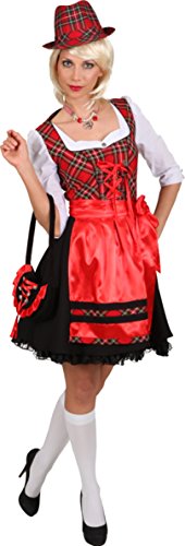 O9700-46 rot-schwarz Damen Dirndl Trachtenkleid Gr.46 von narrenkiste