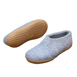 naturling Filz Hausschuhe - Damen Outdoor Hüttenschuhe mit Gummisohle - handgemachte Slipper aus 100% Schurwolle (Grau, eu_footwear_size_system, adult, women, numeric, medium, numeric_38) von naturling