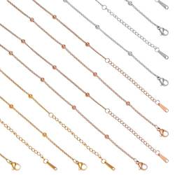nbeads 12 Stück 3 Farben Halskette Ketten, 41.1cm Edelstahl Satellitenkette Halsketten Set Perlenkette mit Kettenverlängerer für Männer Frauen DIY Schmuckherstellung von nbeads