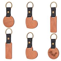 nbeads 6 Stück Holz Rohlinge Schlüsselanhänger, Rechteckige/Runde/Herz Personalisierter Unvollendete Holz Handwerk Schlüsselanhänger Mit Lederband Für DIY Bastelarbeiten Gravur Geschenke, Kamel von nbeads