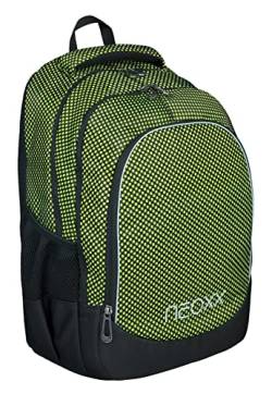 neoxx Fly Schulrucksack - Rucksack für die Schule, Leichter Schulranzen aus recycelten PET-Flaschen, Schultasche für Mädchen und Jungen (All about Neon) von neoxx