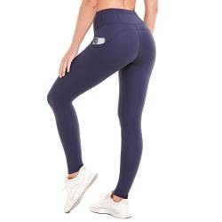 neppein Leggings Damen, Sport Leggings Sporthose Damen Blickdicht Sportleggins Lange High Waist Yogahose Laufhose Fitnesshose mit Multi-Taschen von neppein