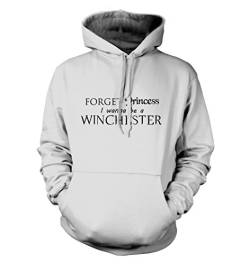 net-shirts Forgot Princess I Wanna be a Winchester Hoodie Kapuzenpullover Inspired by Supernatural, Größe S, Weiss von net-shirts