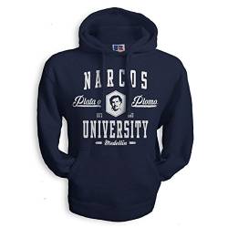 net-shirts Narcos University Hoodie EL Padron EL Patron Pablo Escobar T-Shirt Inspired by Narcos, Größe XXL, Navy von net-shirts