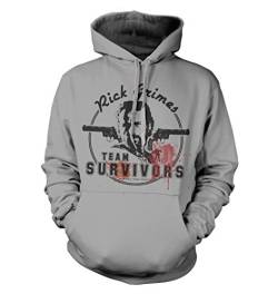 net-shirts Rick Grimes - Team Survivors Hoodie Kapuzenpullover mit Aufdruck Inspired by The Walking Dead viele Größen und Farben, Größe L, Graumeliert von net-shirts