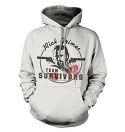 net-shirts Rick Grimes - Team Survivors Hoodie Kapuzenpullover mit Aufdruck Inspired by The Walking Dead viele Größen und Farben, Größe M, Weiß von net-shirts