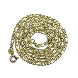 Halskette aus 18-karätigem Gelbgold für Herren, Modell 3 x 1, 3 mm breit und 60 cm lang, mit Karabinerverschluss für absolute Sicherheit, Gewicht: 5,10 g 18-karätiges Gold von never say never