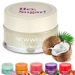 NEW WELL Lip Scrub Lippen Peeling - Intensive Feuchtigkeit, Vegan, 100% Natürlich, Tierversuchsfrei (Coconut) von new well