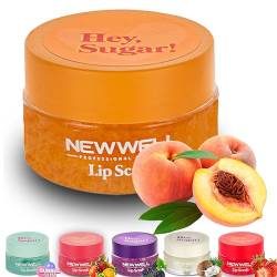 NEW WELL Lip Scrub Lippen Peeling - Intensive Feuchtigkeit, Vegan, 100% Natürlich, Tierversuchsfrei (Peach) von new well