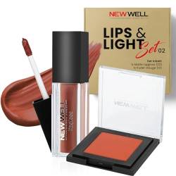 NEWWELL Make-Up Set Lipgloss Matt Porzellan Make-Up Powder Rouge Highlighter, von new well