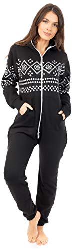 newfacelook Damen Jumpsuit Onesie Aztec Print Schlafoveralls Einteiler Schlafanzug Pyjamas Frauen Overall von newfacelook