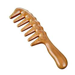 Übergroßer Kamm for lockiges Haar mit breiten Zähnen for Männer und Frauen, Ebenholz, Kopf, Meridian, Massagekamm, 1 Stück (Color : Wooden Comb C) von nezih