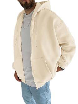 nicticsi Damen Herren Unisex Y2K Paare Jacken Zip Up Hoodies Einfarbig Sweatshirt Vintage Kapuzenjacke Locker Sweatjacke mit Kapuze 90er E-Girl Top A Beige XL von nicticsi