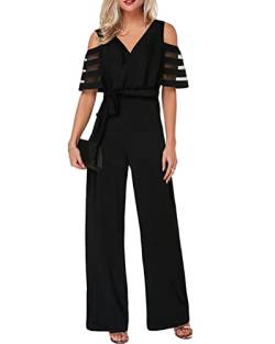 nicticsi Damen Jumpsuit Sommer Elegant Schlanker Gesichtsdruck Einteiliger Heimoverall Lässigen Lang Jumpsuit Overall Hosenanzug Playsuit Romper C Schwarz XL von nicticsi