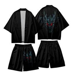 nicticsi Herren Sommer Kimono Cardigan Traditionelle Japanische Kleidung Haori Kostüm Robe Langarm Jacke Chinesischer Stil Umhang Nachthemd Bademantel Nachtwäsche für Männer Stil2 3XL von nicticsi