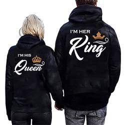 nicticsi Pärchen Hoodie Set King Queen Sweatshirt Pullover für Paare Hoodie Couple Kapuzenpulli Partner Liebespaar 1 Stücke Sports A King XL von nicticsi