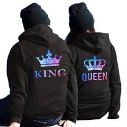 nicticsi Pärchen Hoodie Set King Queen Sweatshirt Pullover für Paare Hoodie Couple Kapuzenpulli Partner Liebespaar 1 Stücke Sports B Queen XXL von nicticsi