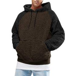 nicticsi Teddy Fleece Winter Pullover Herren Hoodie Kapuzenpullover Warm Weich Flauschig Sweater Fuzzy Oberteile mit Reißverschlüsse und Taschen Sweatshirt Stehkragen Übergangsjacke F Braun L von nicticsi