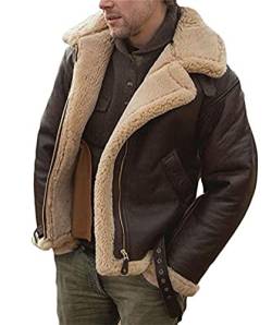 nicticsi Übergangsjacke Herren Stehkragen Winter Jacke Parka Winterjacke Dicker Mantel Cargo Jacke Männer Blouson Windbreaker B Braun XL von nicticsi