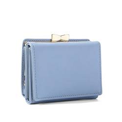 niei Geldbörsen für Damen Kleine Clips Kupplung Kurze Brieftasche for Frauen Pu. Leder Münze Geldbörse Mini Kartenhalter Damen Brieftasche Weibliche Haspe Clutch (Color : Blue) von niei