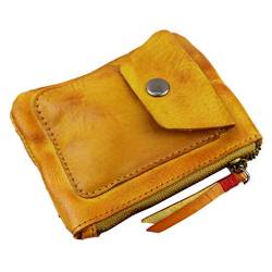 niumanery Genuine Leather Coin Purse Vintage Mini Zipper Wallets Case Storage Bag Card Holder Pocket for Men Women Brown von niumanery