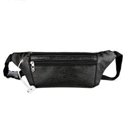 niumanery Men PU Leather Belt Bum Waist Pouch Fanny Pack Crossbody Shoulder Sport Zip Bag Black von niumanery