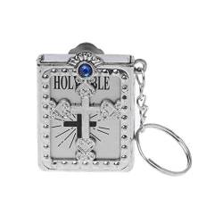 niumanery Mini Englisch Holy Bible Keychain religiösen christlichen Jesus Kreuz Schlüsselanhänger Geschenk Silber von niumanery