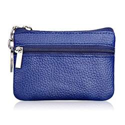 niumanery Soft Men Women Card Coin Key Holder Zip Genuine Leather Wallet Pouch Bag Purse Blue von niumanery