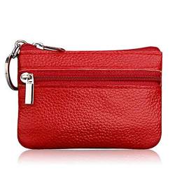 niumanery Soft Men Women Card Coin Key Holder Zip Genuine Leather Wallet Pouch Bag Purse Red von niumanery